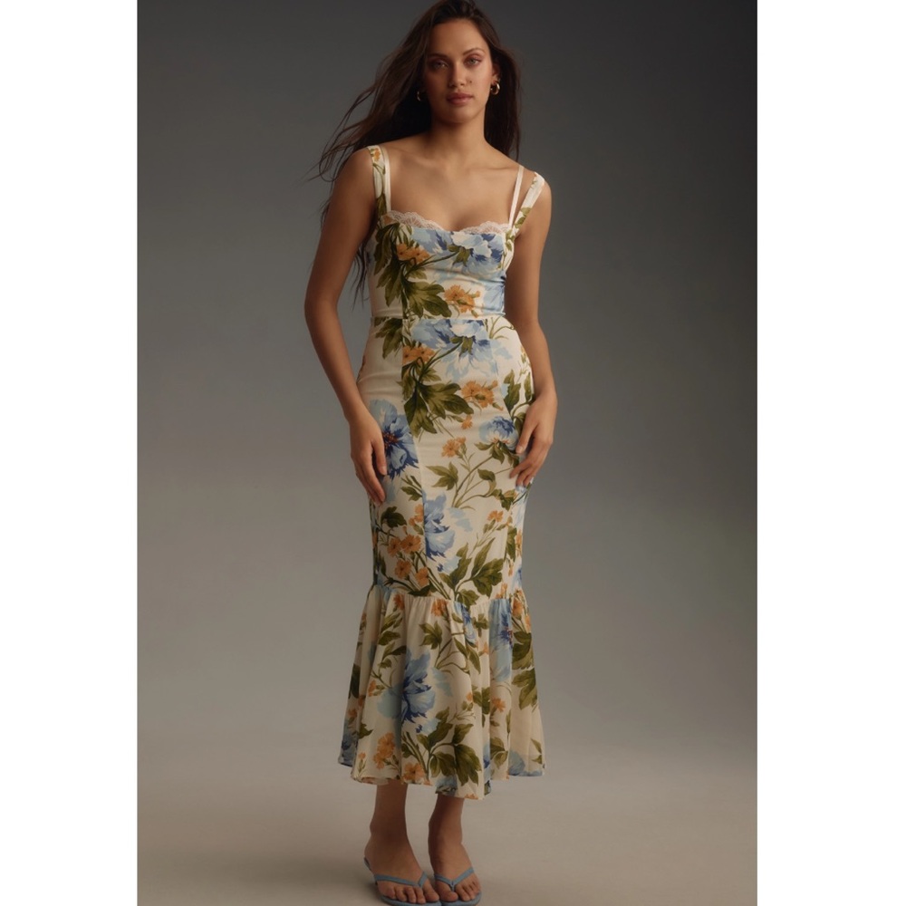 Reformation irisa floral trumpet dress